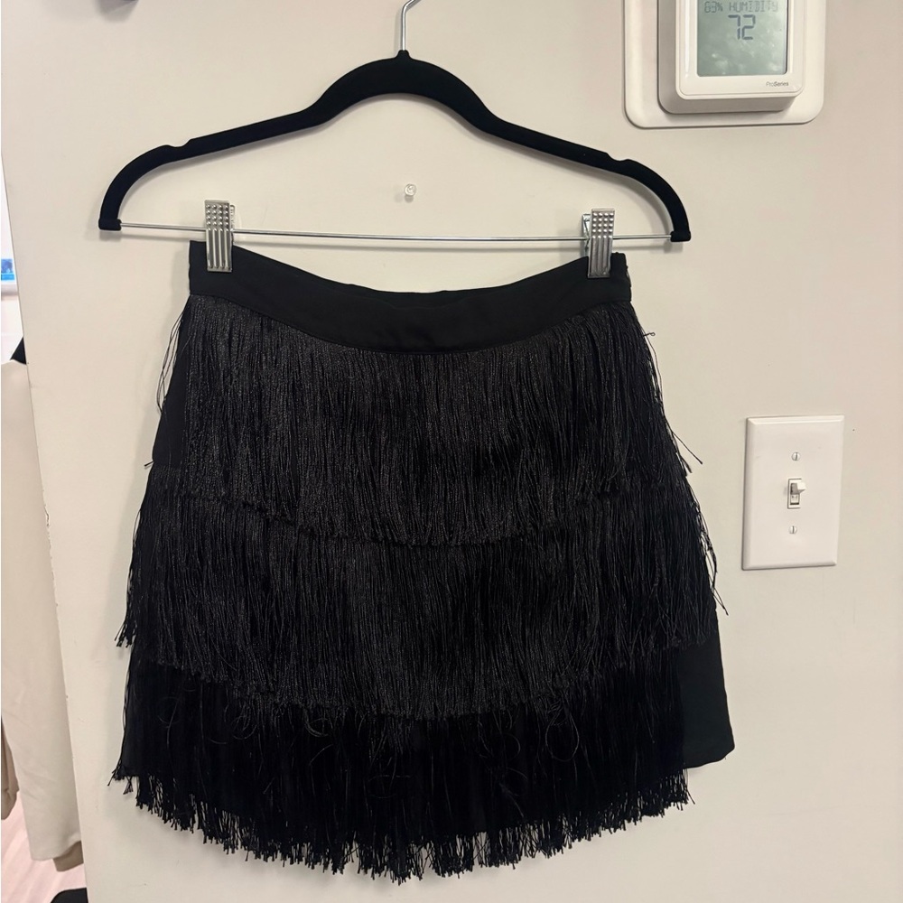 DO+BE Black Fringe Mini Skirt